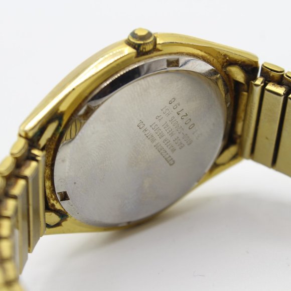 Vintage CITIZEN Quartz Men's Retro Classic Gold Tone Watch Expandable Band 90's - Picture 6 of 7
